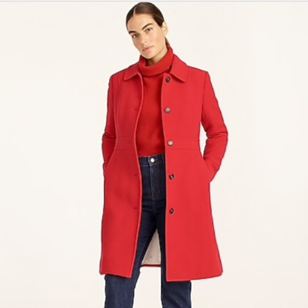 NWT JCrew Red Petite Classic Lady Day Coat